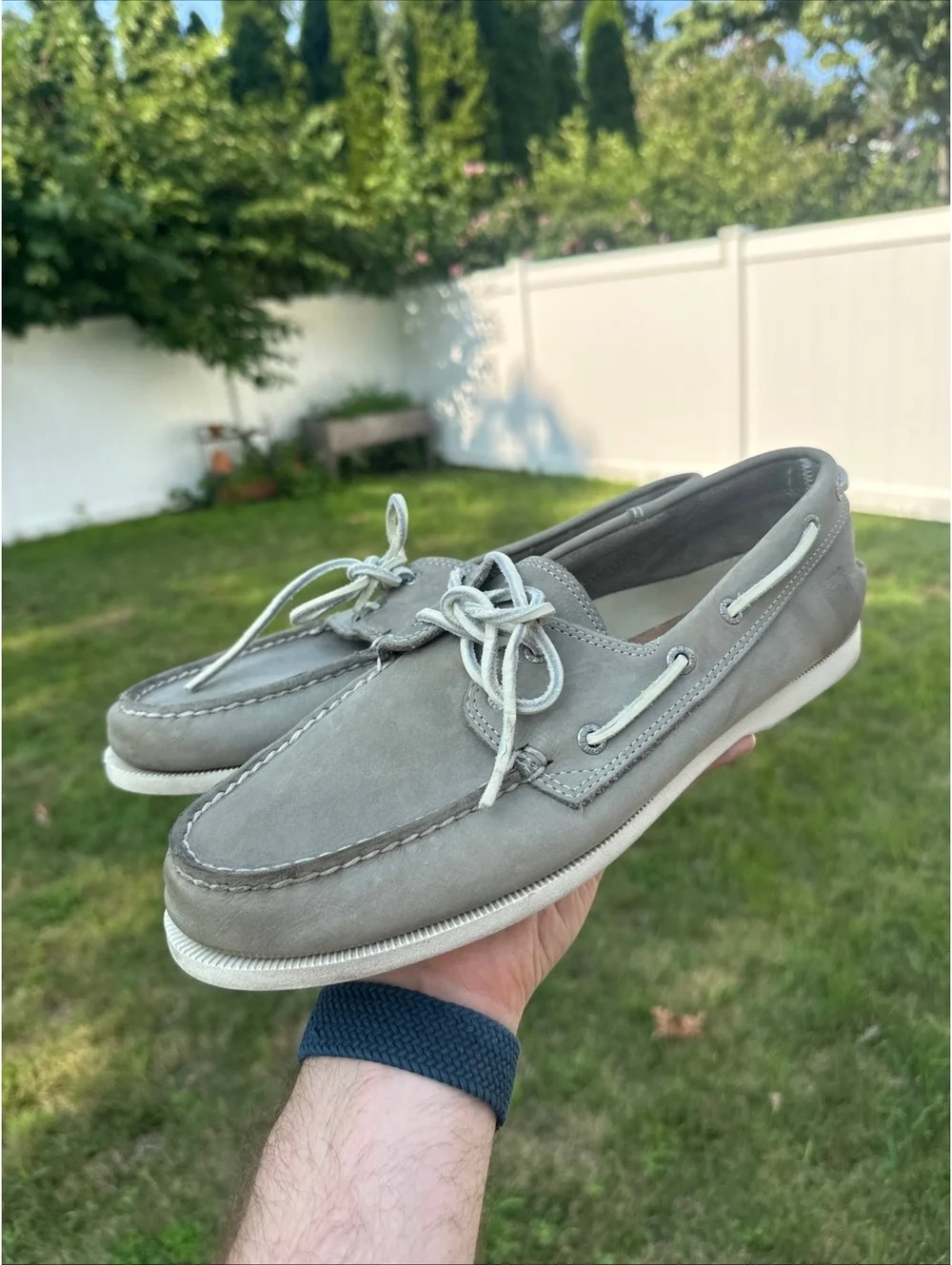 G.H. Bass Hampton Core 2 Boat Shoes Men's 11 M Gray Leather